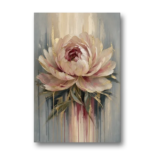 Luxury Gilded Blush Peony - Canvas Wall Art - Front