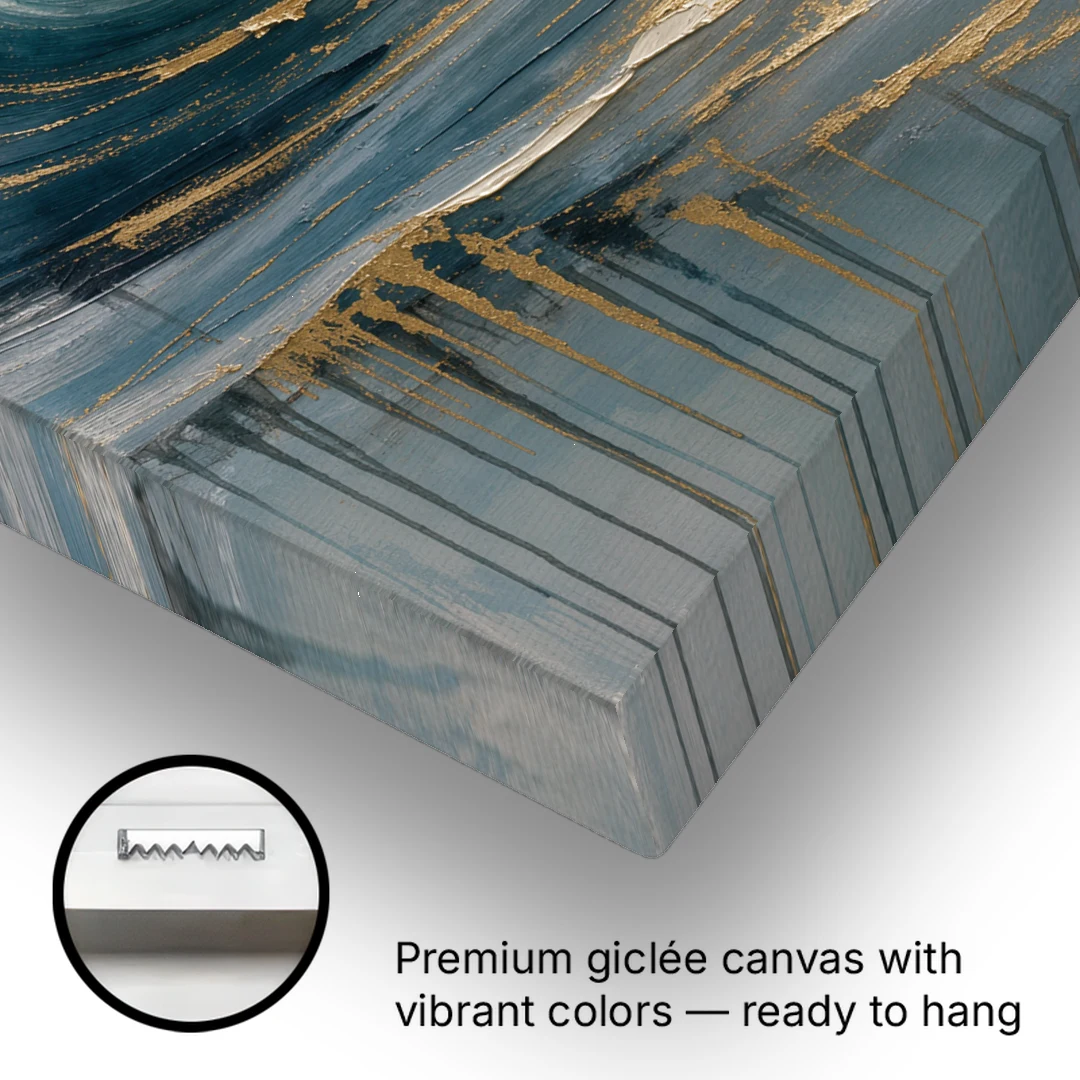 Luxury Gilded Ocean Curl for the Bathroom - Canvas Wall Art - Gallery Wrap Corner