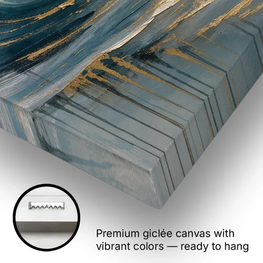 Luxury Gilded Ocean Curl for the Bathroom - Canvas Wall Art - Gallery Wrap Corner