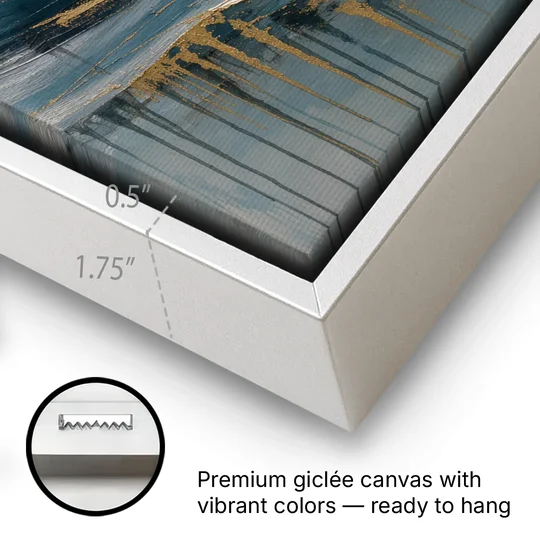 Luxury Gilded Ocean Curl for the Bathroom - White Framed Canvas Wall Art - Gallery Wrap Corner