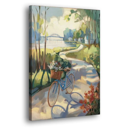 Mackinac Island Bicycle Path - Canvas Wall Art - Side