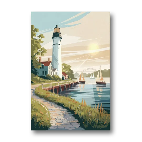 Mackinac Island Historic Lighthouse - Canvas Wall Art - Front