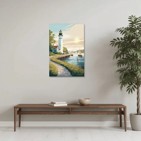 Mackinac Island Historic Lighthouse - Canvas Wall Art - Coffee Table - 24x36