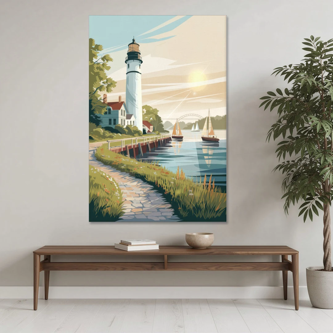Mackinac Island Historic Lighthouse - Canvas Wall Art - Coffee Table - 40x60