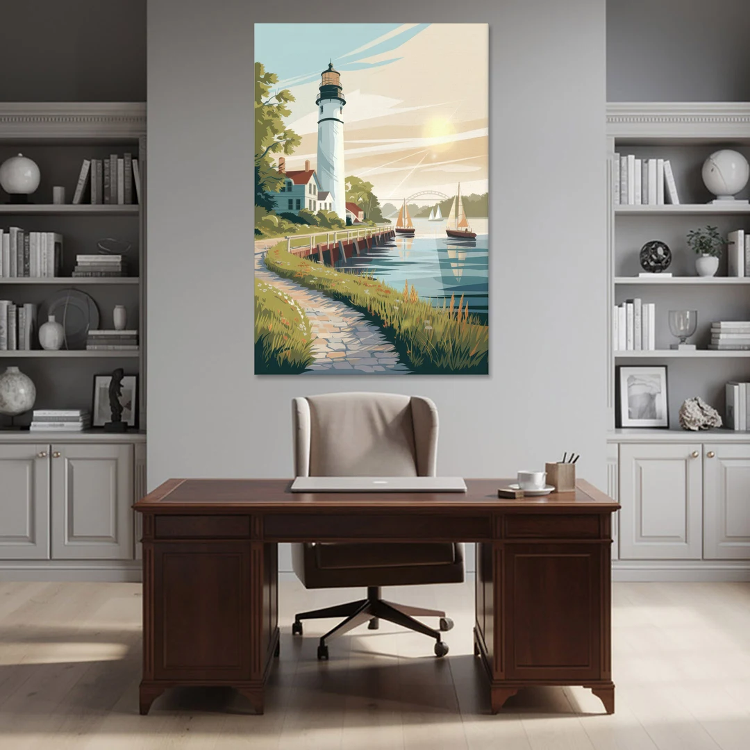 Mackinac Island Historic Lighthouse - Canvas Wall Art - Office - 40x60
