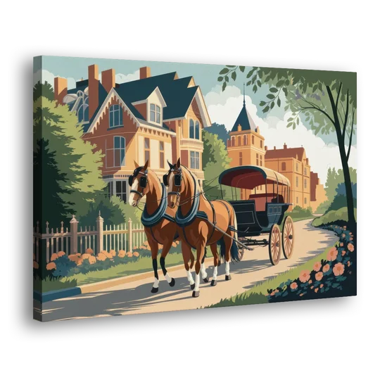 Mackinac Island Horse Carriage Ride - Canvas Wall Art - Side