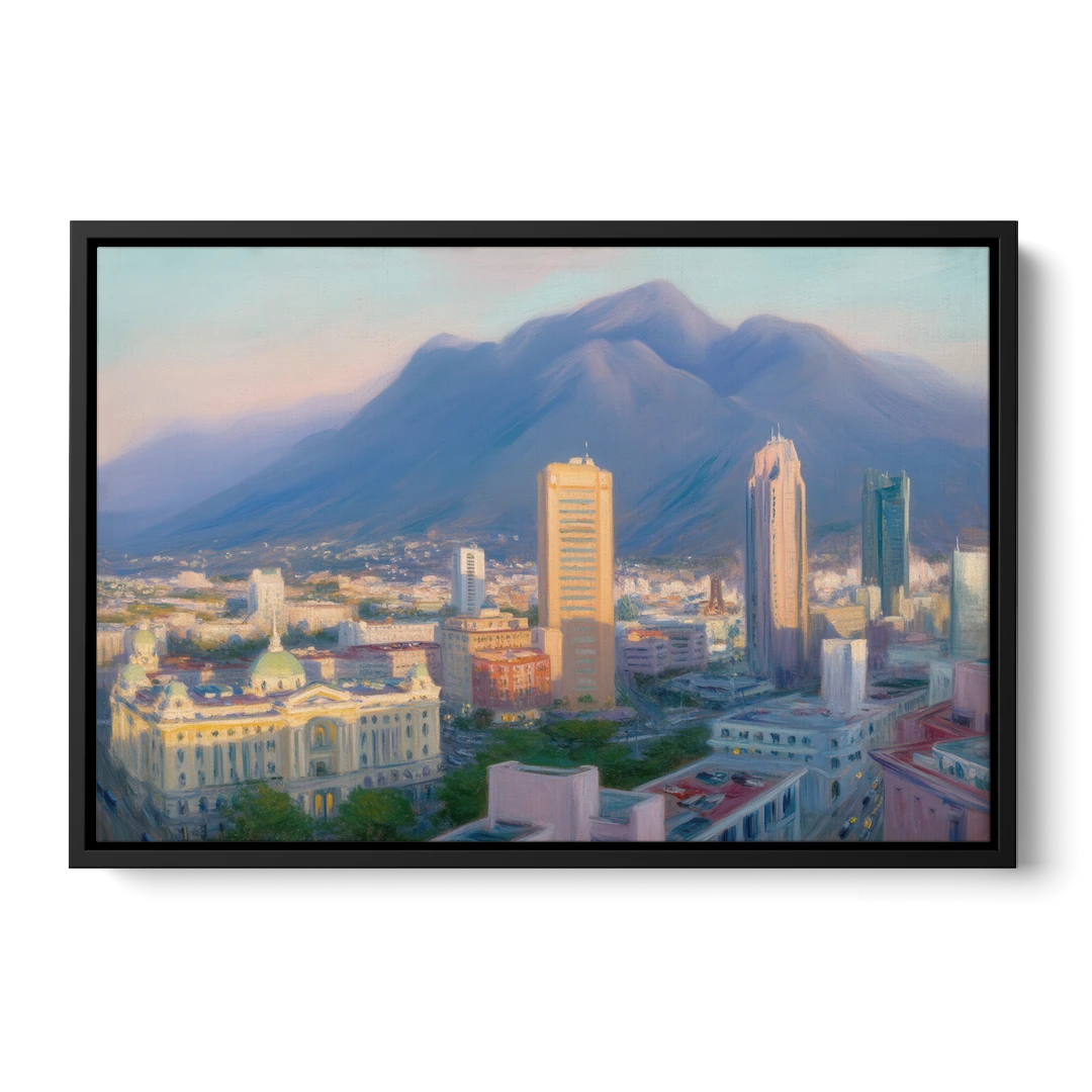 Macroplaza Skyline - Black Framed Canvas Wall Art - Front