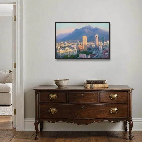 Macroplaza Skyline - Black Framed Canvas Wall Art - Coffee Table - 36x24