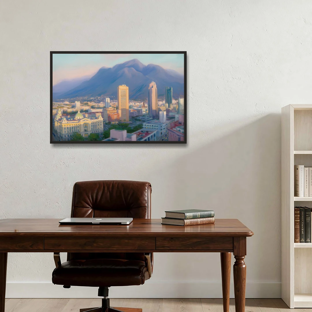 Macroplaza Skyline - Black Framed Canvas Wall Art - Office - 36x24