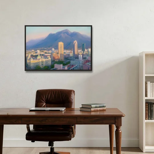 Macroplaza Skyline - Black Framed Canvas Wall Art - Office - 36x24