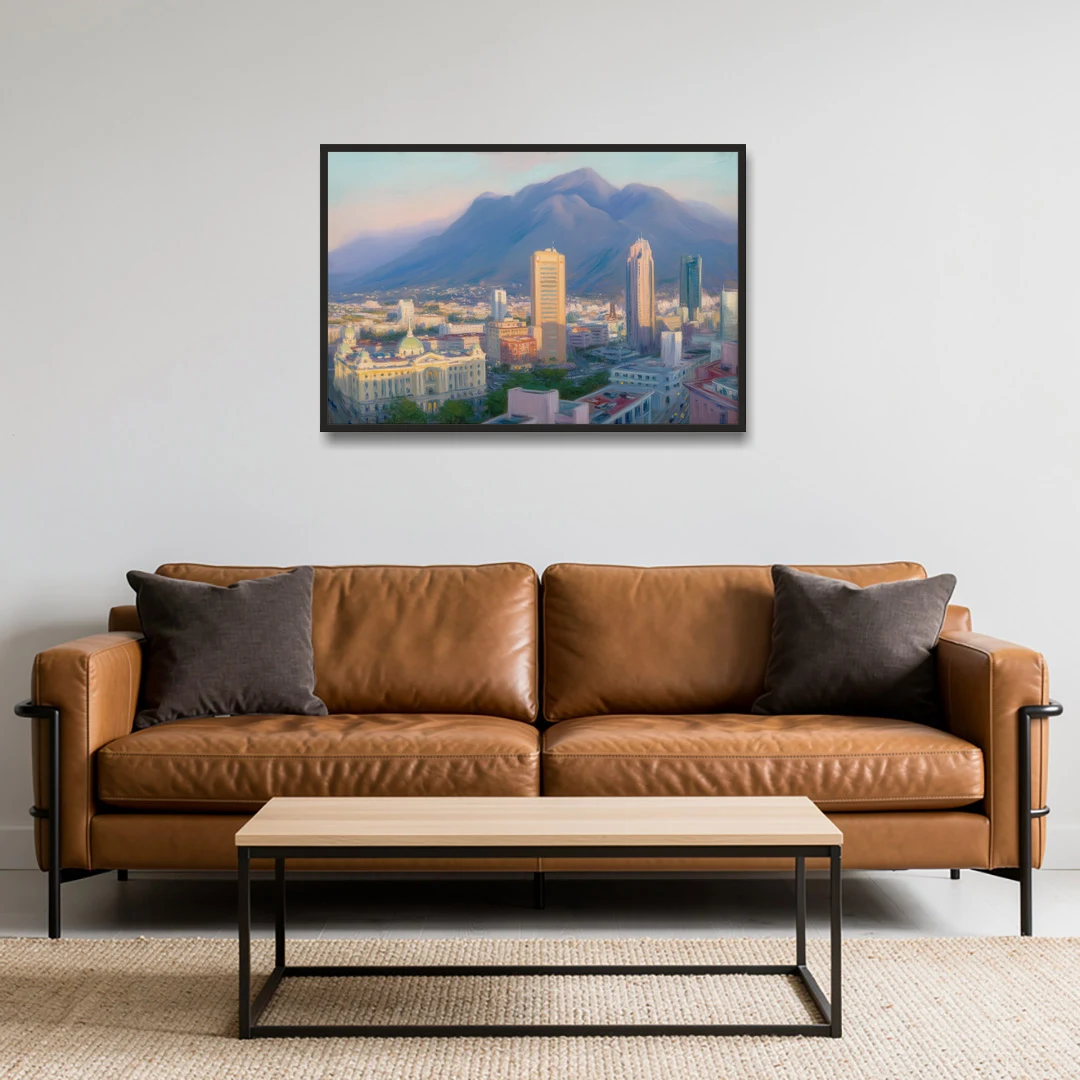 Macroplaza Skyline - Black Framed Canvas Wall Art - Sofa - 36x24