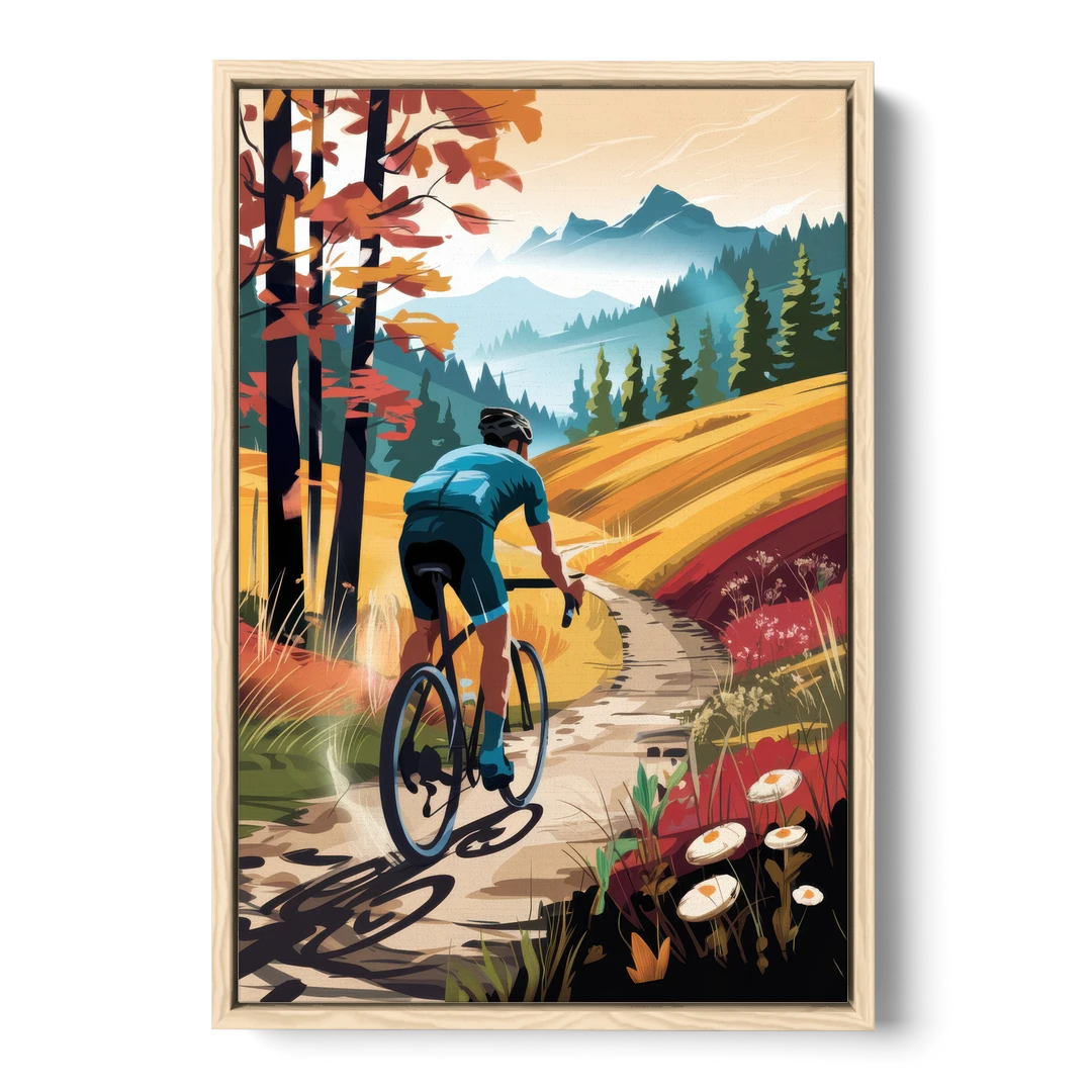 Madison Bike Trails Adventure - Oak Framed Canvas Wall Art - Front
