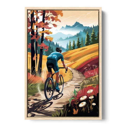 Madison Bike Trails Adventure - Oak Framed Canvas Wall Art - Front