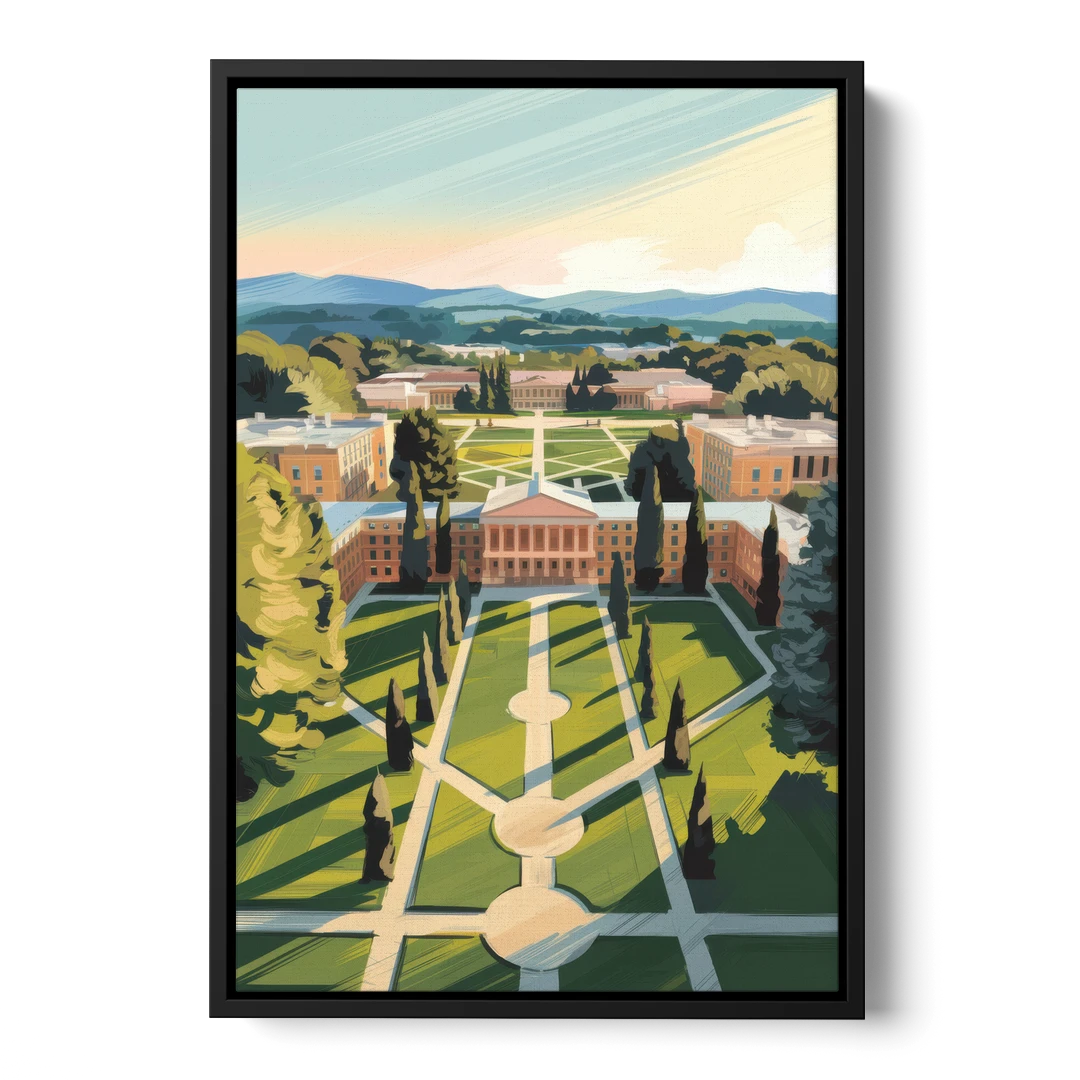 Madison Campus Aerial View - Black Framed Canvas Wall Art - Front