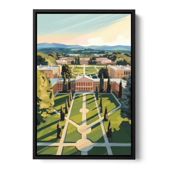 Madison Campus Aerial View - Black Framed Canvas Wall Art - Front