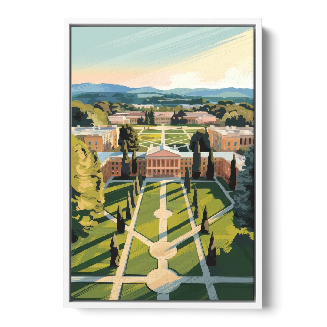 Madison Campus Aerial View - White Framed Canvas Wall Art - Front