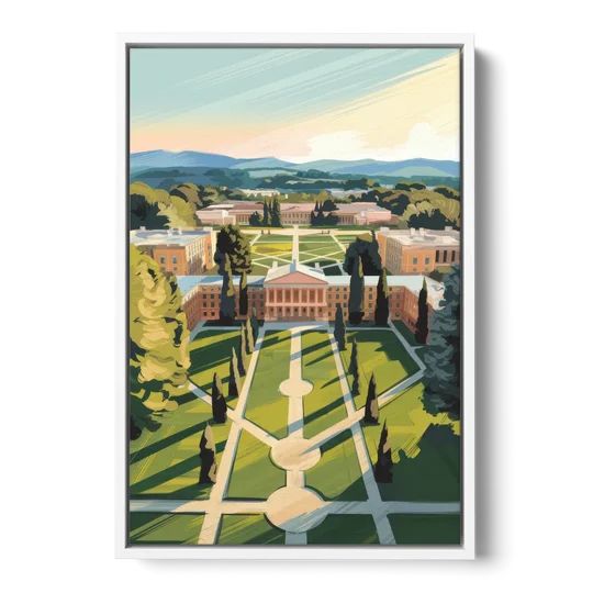 Madison Campus Aerial View - White Framed Canvas Wall Art - Front