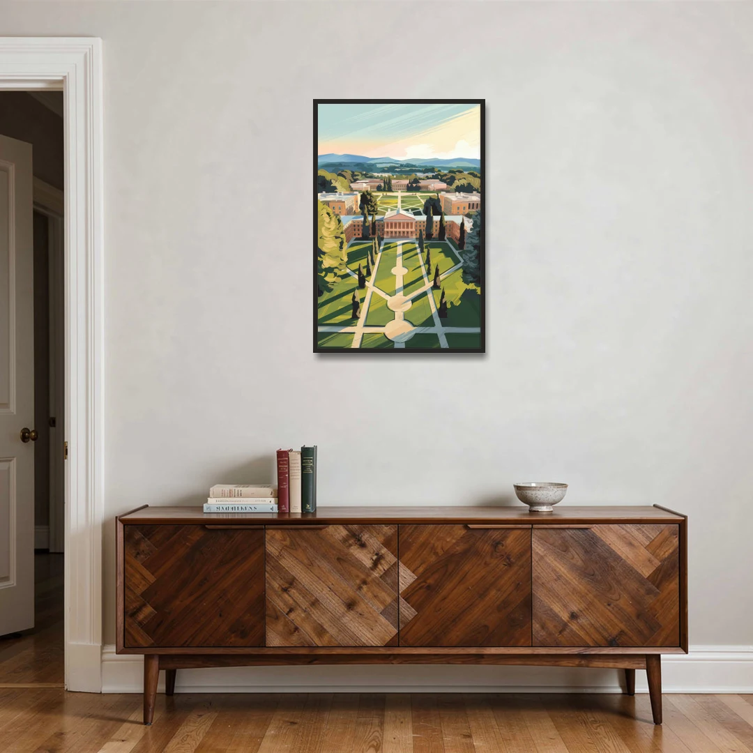 Madison Campus Aerial View - Black Framed Canvas Wall Art - Coffee Table - 24x36