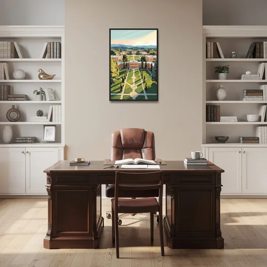 Madison Campus Aerial View - Black Framed Canvas Wall Art - Office - 24x36