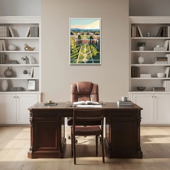 Madison Campus Aerial View - White Framed Canvas Wall Art - Office - 24x36