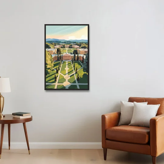 Madison Campus Aerial View - Black Framed Canvas Wall Art - Sofa - 24x36