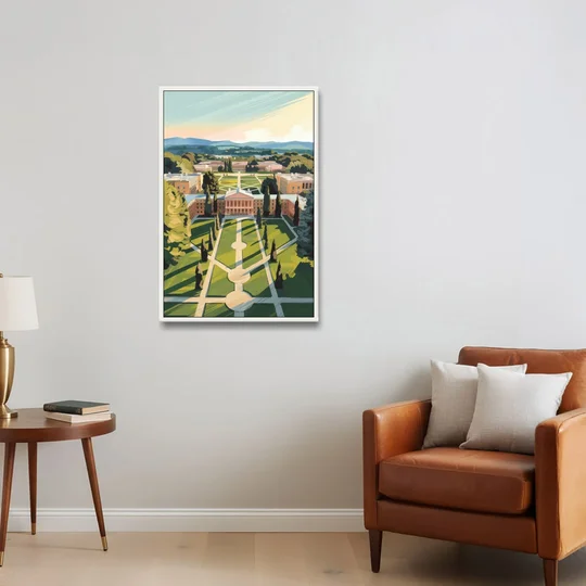 Madison Campus Aerial View - White Framed Canvas Wall Art - Sofa - 24x36