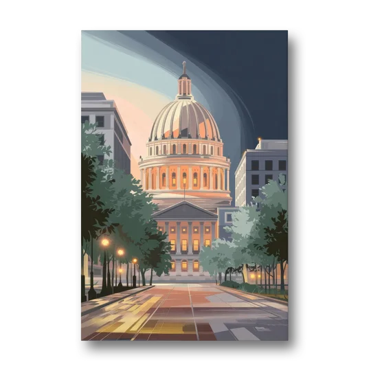 Madison Capitol Dome Glow - Canvas Wall Art - Front