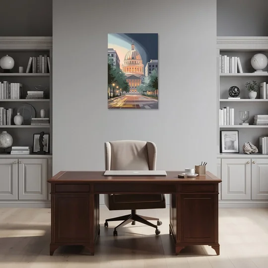 Madison Capitol Dome Glow - Canvas Wall Art - Office - 24x36