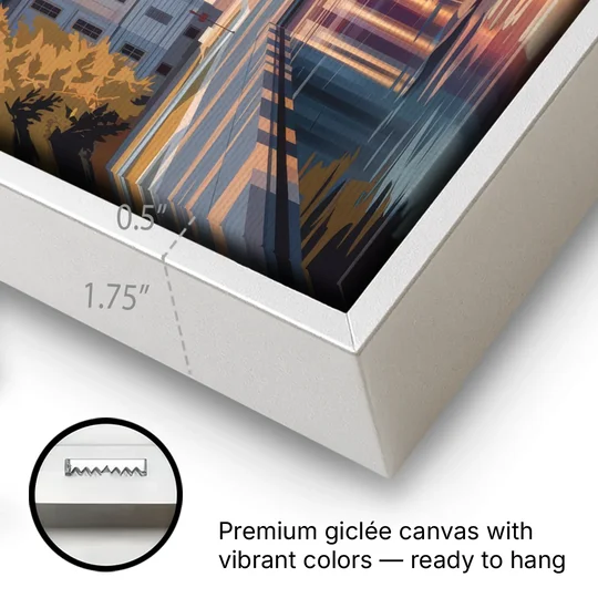 Madison Capitol Reflection - White Framed Canvas Wall Art - Gallery Wrap Corner