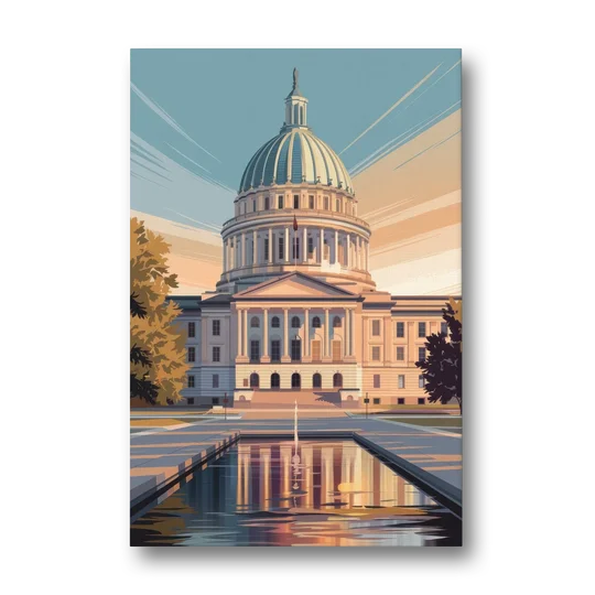 Madison Capitol Reflection - Canvas Wall Art - Front