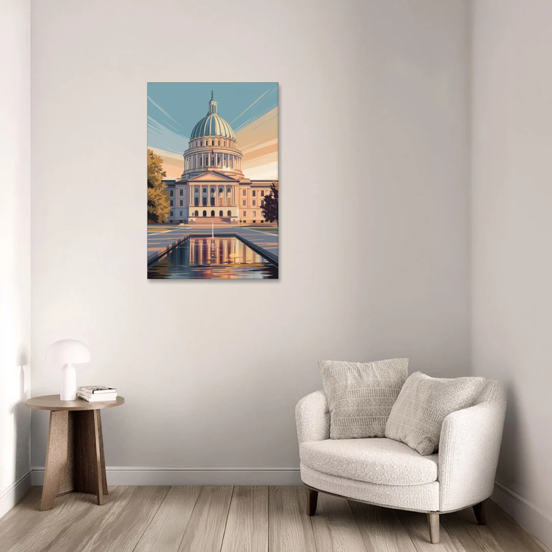 Madison Capitol Reflection - Canvas Wall Art - Sofa - 24x36