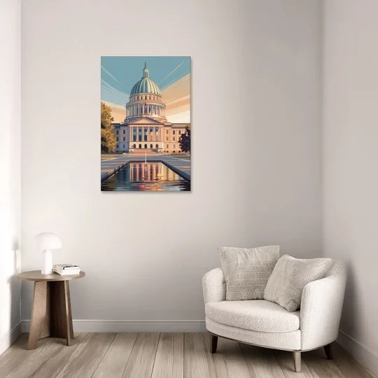 Madison Capitol Reflection - Canvas Wall Art - Sofa - 24x36