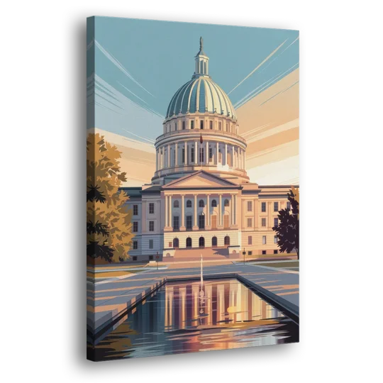 Madison Capitol Reflection - Canvas Wall Art - Side