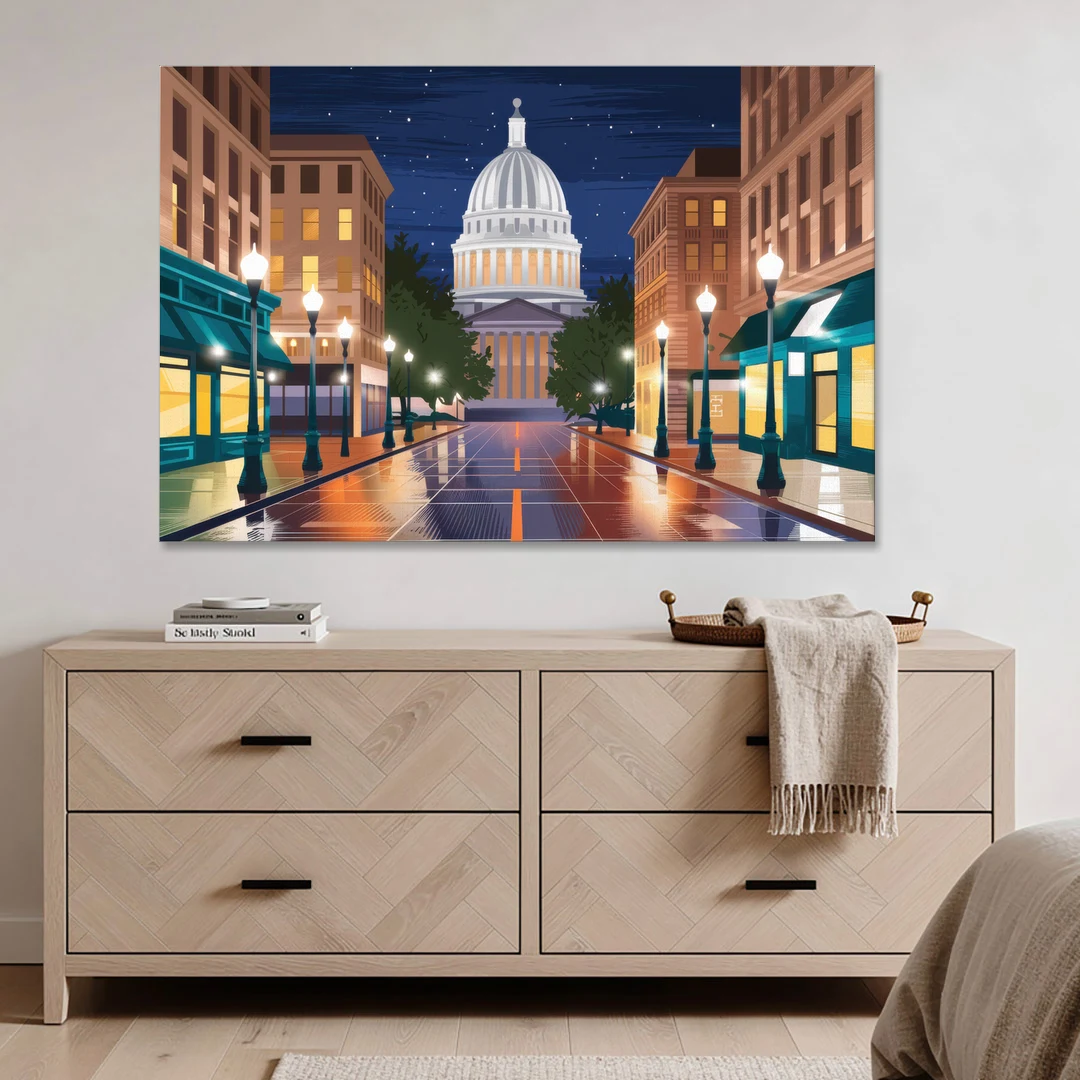 Madison Capitol Square Nights - Canvas Wall Art - Coffee Table - 60x40