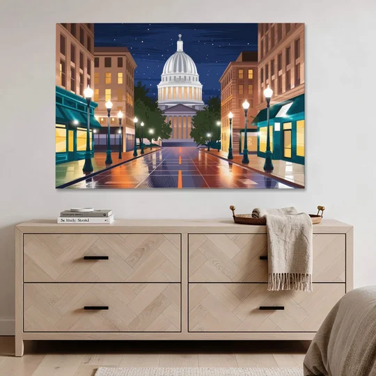 Madison Capitol Square Nights - Canvas Wall Art - Coffee Table - 60x40