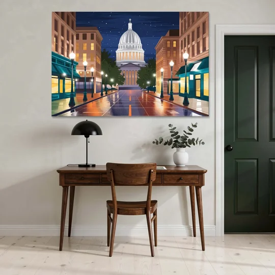 Madison Capitol Square Nights - Canvas Wall Art - Office - 60x40
