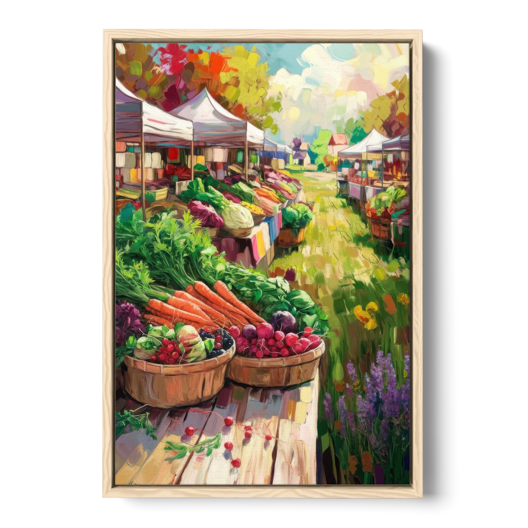 Madison Farmers Market Delight - Oak Framed Canvas Wall Art - Front