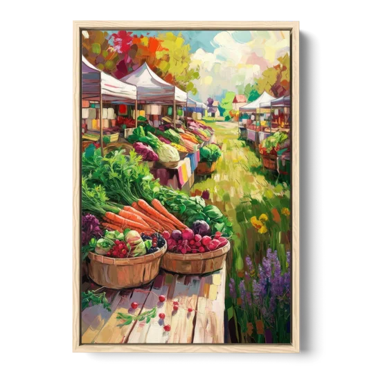 Madison Farmers Market Delight - Oak Framed Canvas Wall Art - Front