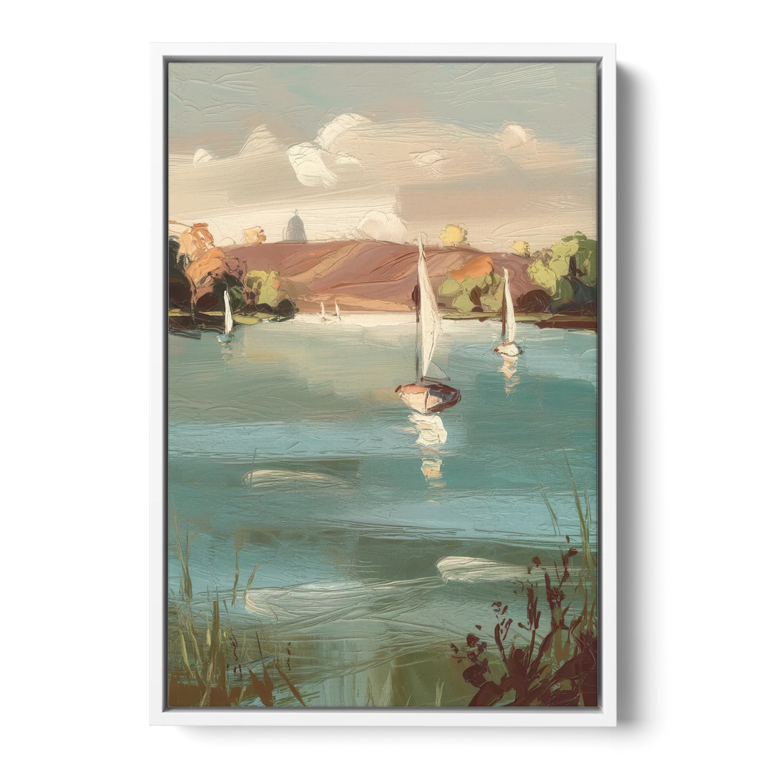 Madison Lake Mendota Serenity - White Framed Canvas Wall Art - Front