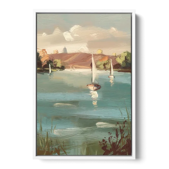 Madison Lake Mendota Serenity - White Framed Canvas Wall Art - Front