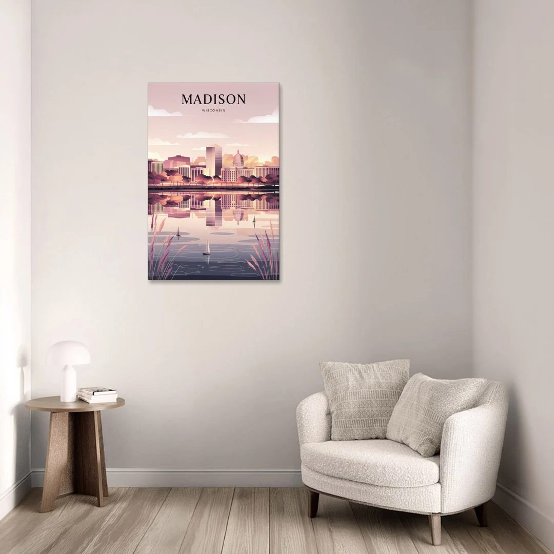 Madison Lake Monona Reflections - Canvas Wall Art - Sofa - 24x36
