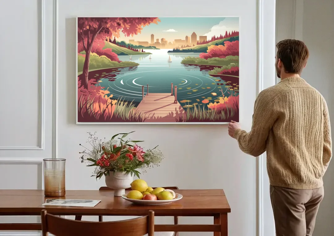 Madison Scenic Lakeshores canvas wall art above a dining table