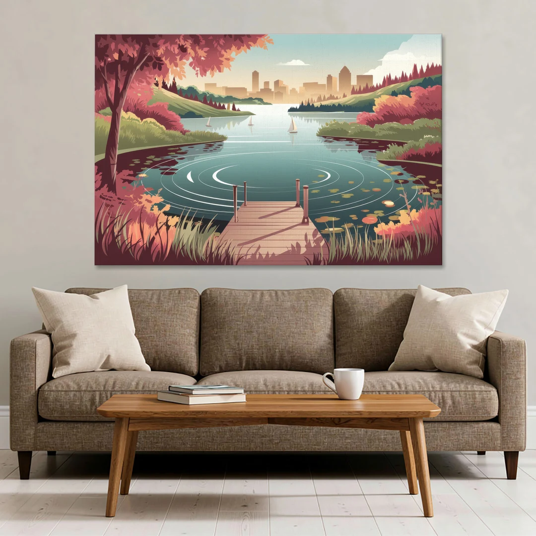 Madison Scenic Lakeshores - Canvas Wall Art - Sofa - 60x40