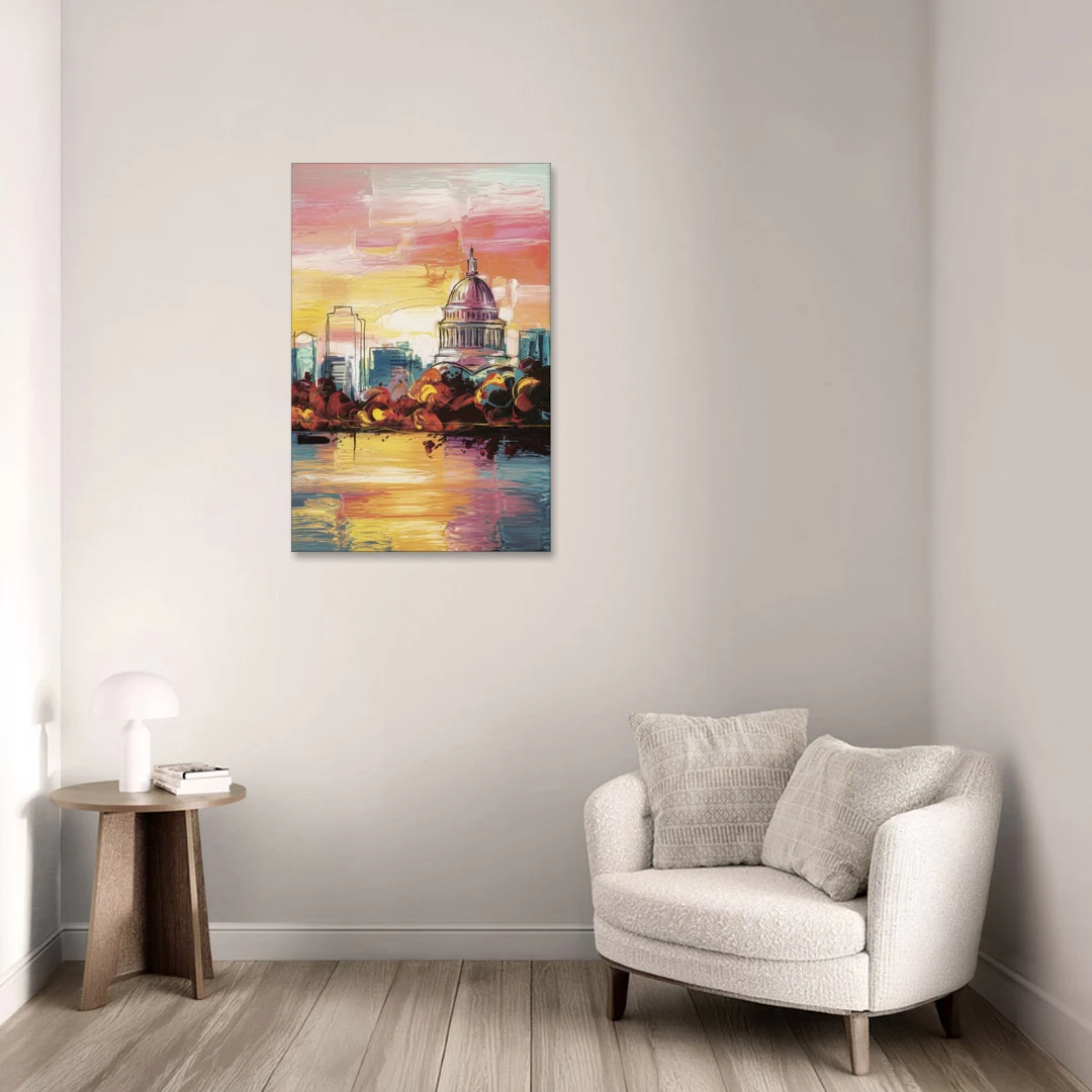 Madison Skyline at Sunset - Canvas Wall Art - Sofa - 24x36
