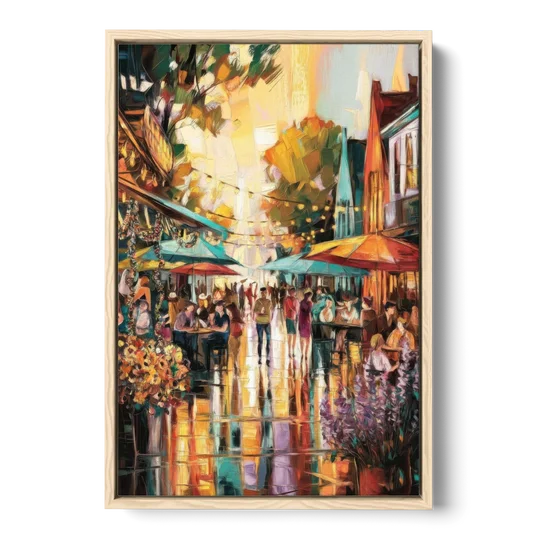 Madison Summer Festival Scene - Oak Framed Canvas Wall Art - Front