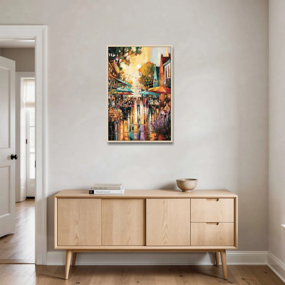 Madison Summer Festival Scene - Oak Framed Canvas Wall Art - Coffee Table - 24x36