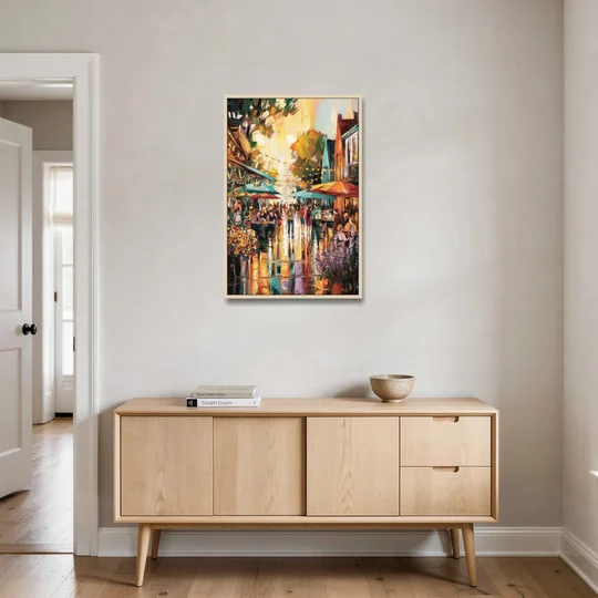 Madison Summer Festival Scene - Oak Framed Canvas Wall Art - Coffee Table - 24x36