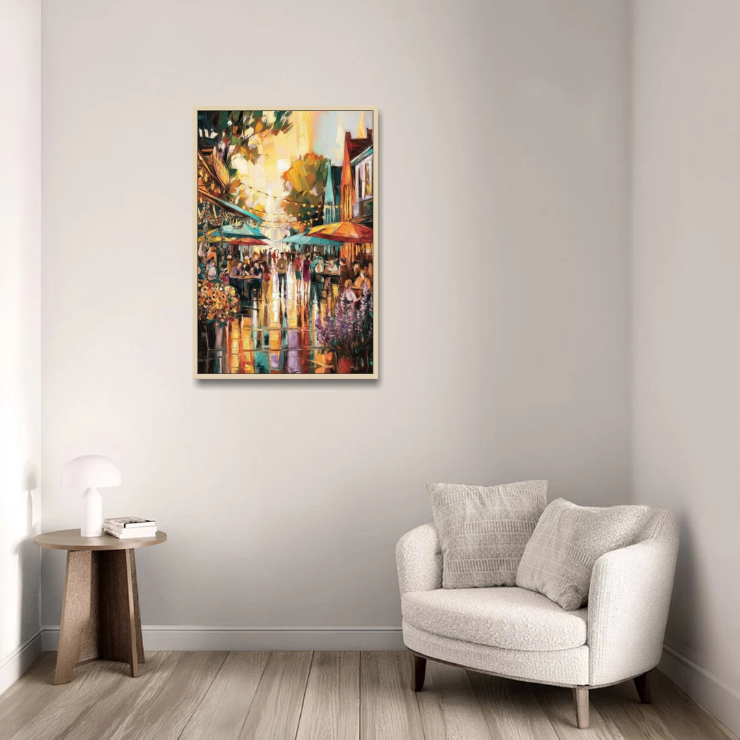 Madison Summer Festival Scene - Oak Framed Canvas Wall Art - Sofa - 24x36