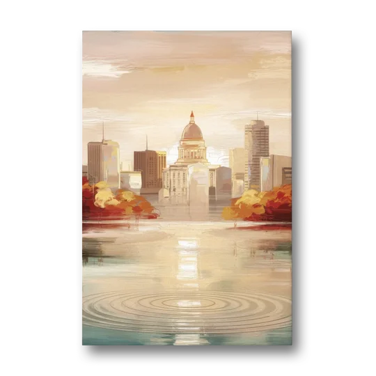 Madison Sunrise Over Downtown - Canvas Wall Art - Front