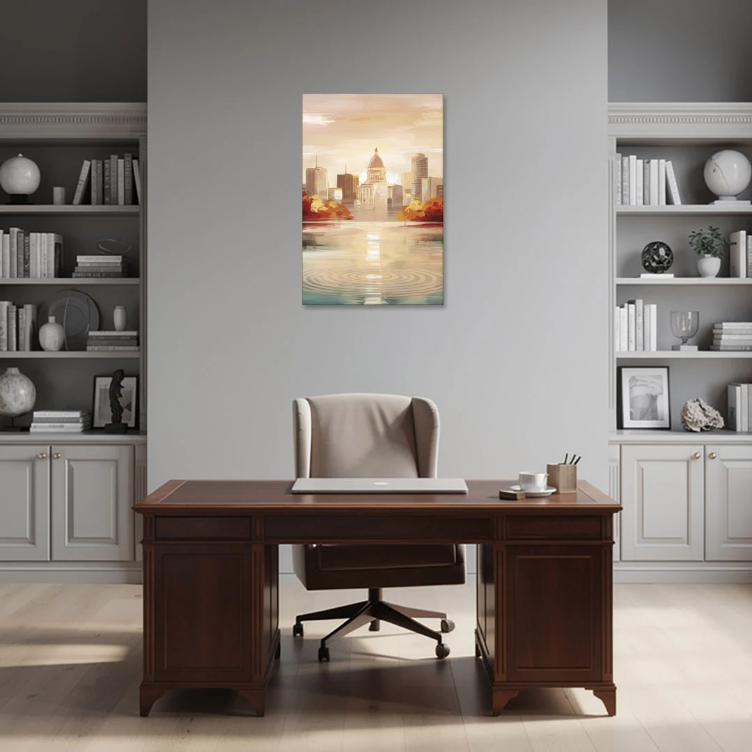 Madison Sunrise Over Downtown - Canvas Wall Art - Office - 24x36
